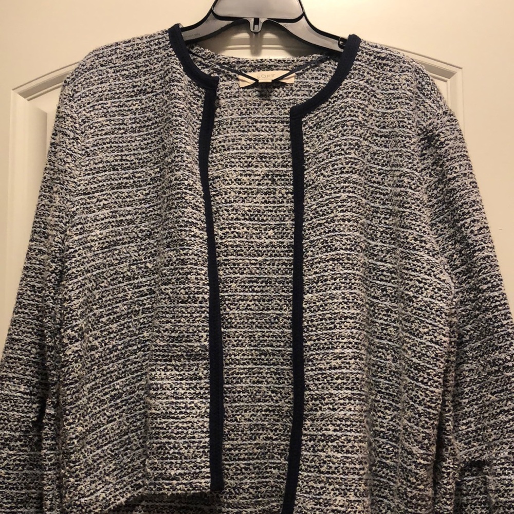 Navy white comfy but dressy suit jacket.